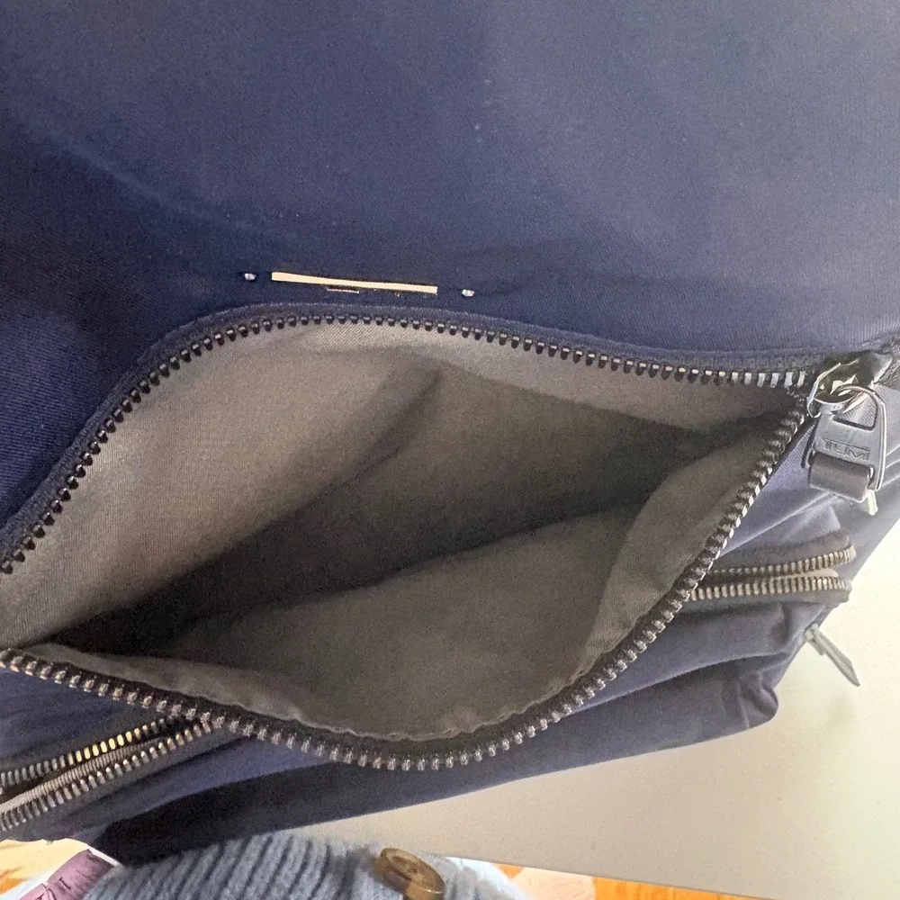 Tumi Voyageur Backpack Women Medium Navy Blue Nylon Gold‎ Hardware Laptop Bag